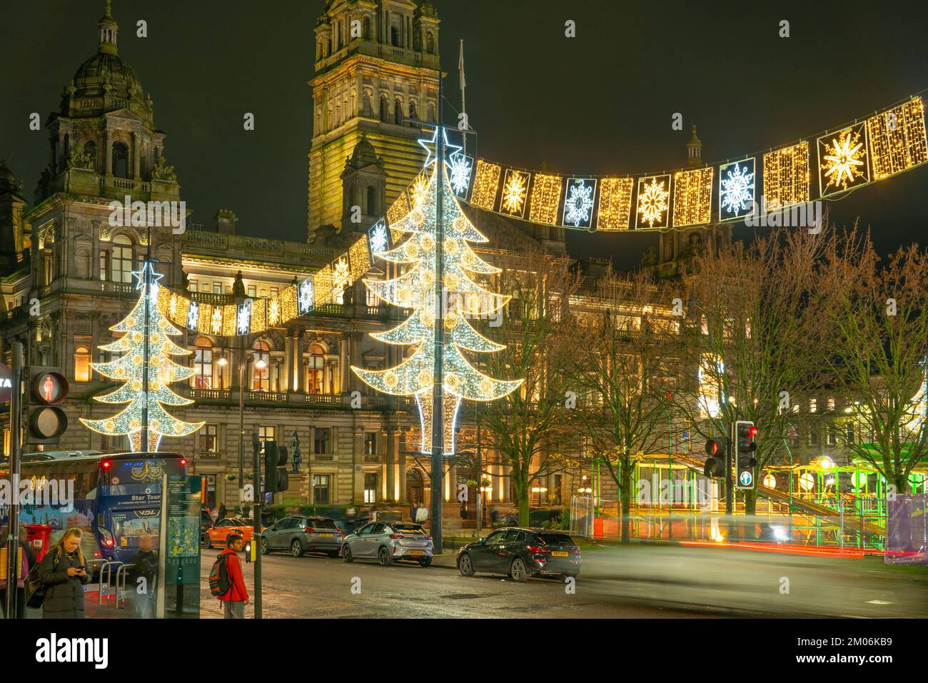 Square, Glasgow, with the Chrismas lights, fair and City
