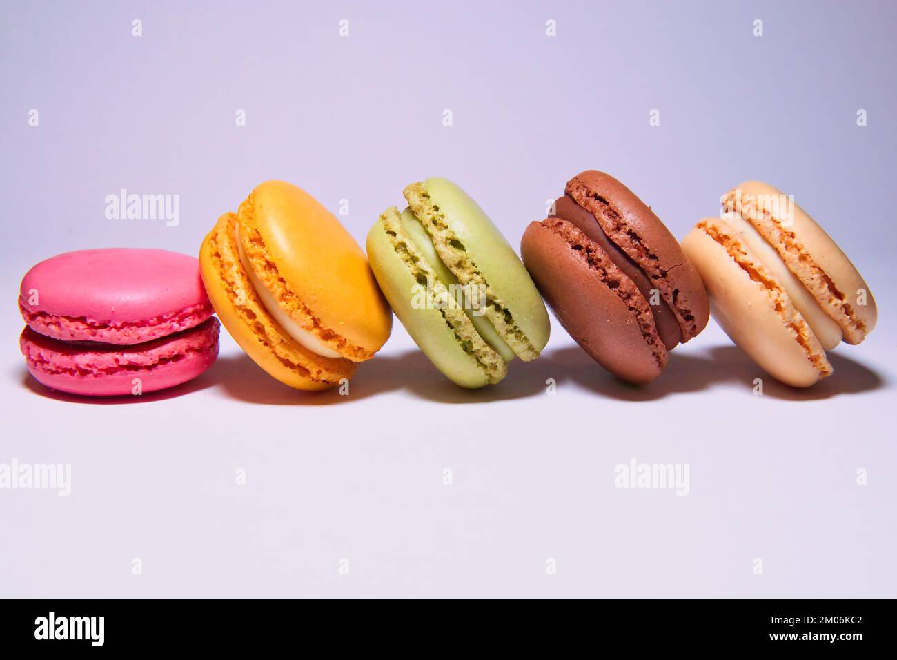 colourful Macarons in a row Stock Photo