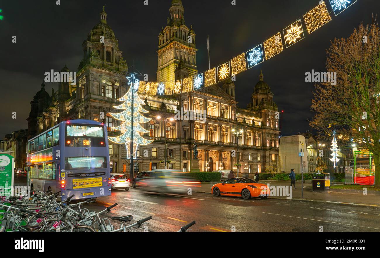 George Square, Glasgow, with the City Chambers on the left. Image taken