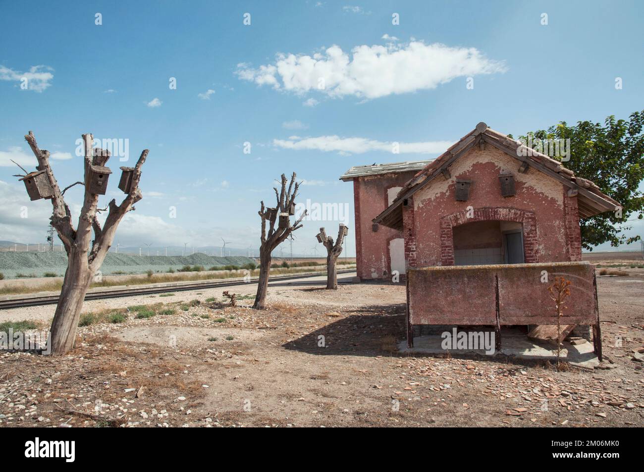 09-23-2021.Estacion de La Calahorra,Spain.Flagstone set from Sergio Leone's 'Once Upon a Time in the West', Stock Photo