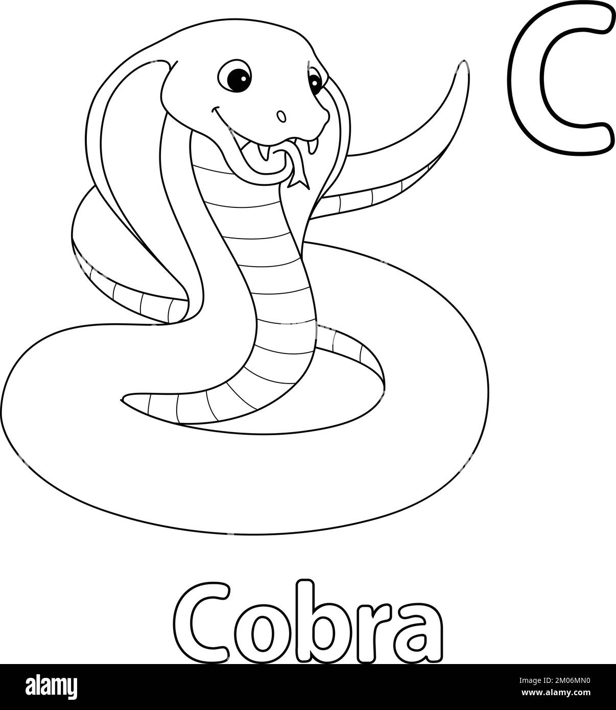 Cobra Animal Alphabet ABC Isolated Coloring Page C Stock Vector
