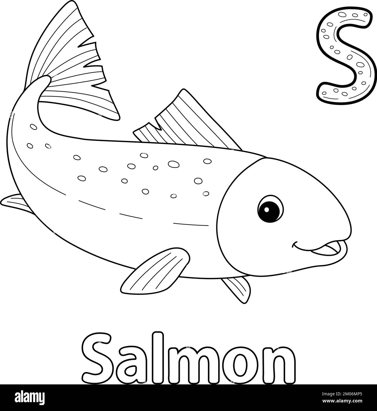 Salmon Animal Alphabet ABC Isolated Coloring S Stock Vector