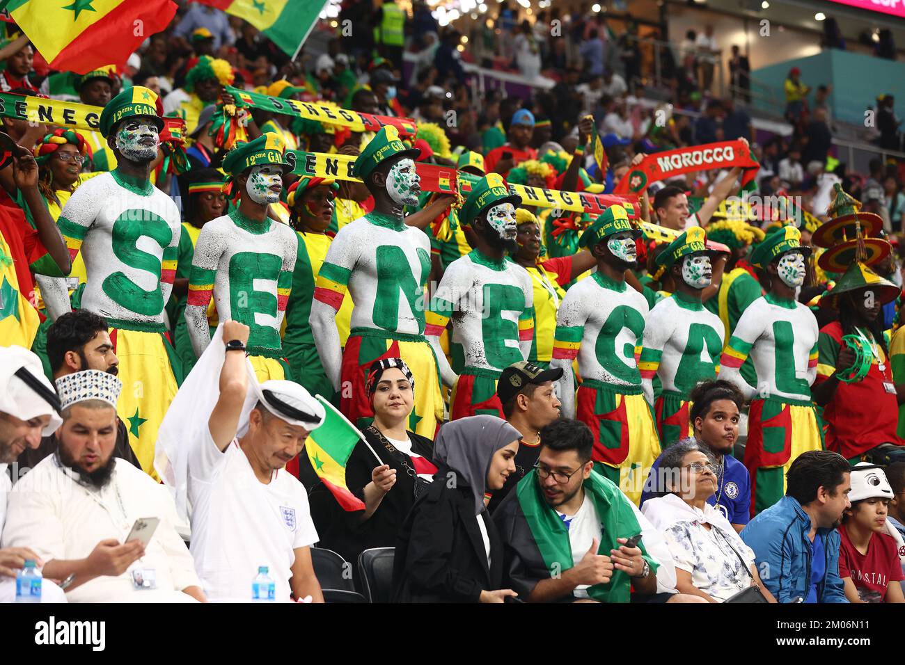 Al Khor, Qatar. 04th Dec, 2022. Senegal fans look on during the 2022 FIFA World Cup Round of 16 match at Al Bayt Stadium in Al Khor, Qatar on December 04, 2022. Photo by Chris Brunskill/UPI Credit: UPI/Alamy Live News Stock Photo