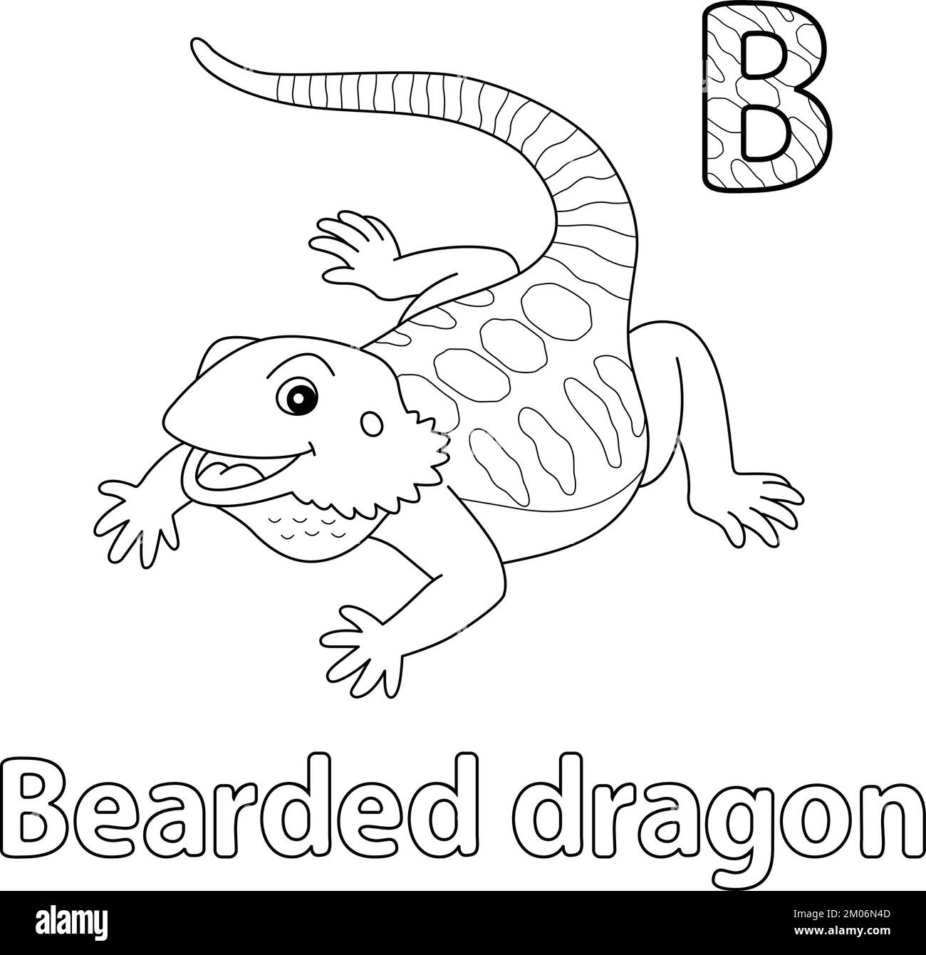 Bearded Dragon Alphabet ABC Isolated Coloring B Stock Vector