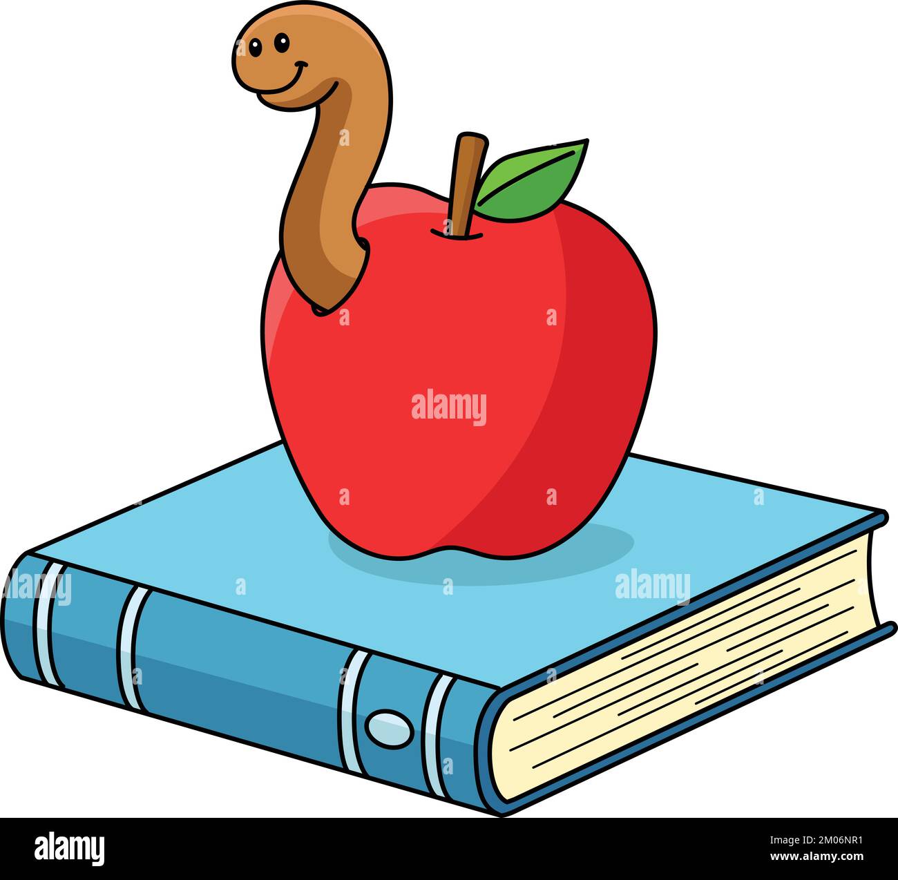 Book with Apple Cartoon Colored Clipart Stock Vector Image & Art Alamy