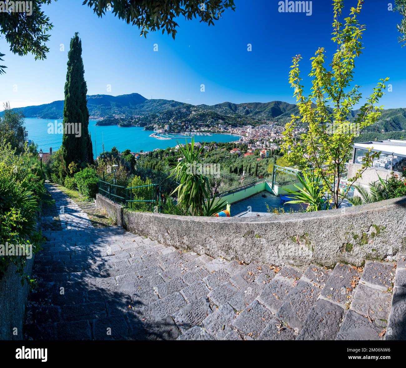 View Over The Gulf Of Rapallo Taken From Sant Ambrogio Church On The View Over The Gulf Of Rapallo Taken From Sant Ambrogio Church On The