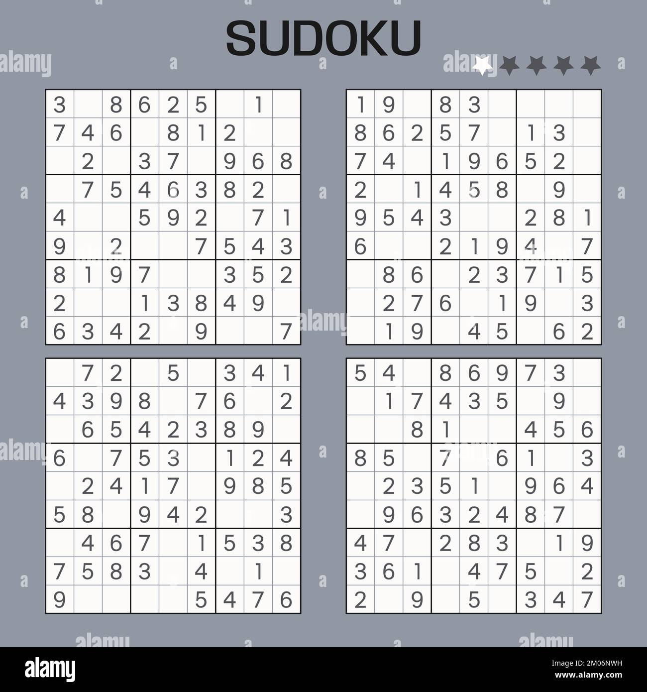 Set of Vector Sudoku puzzles. Easy level.  Stock Vector