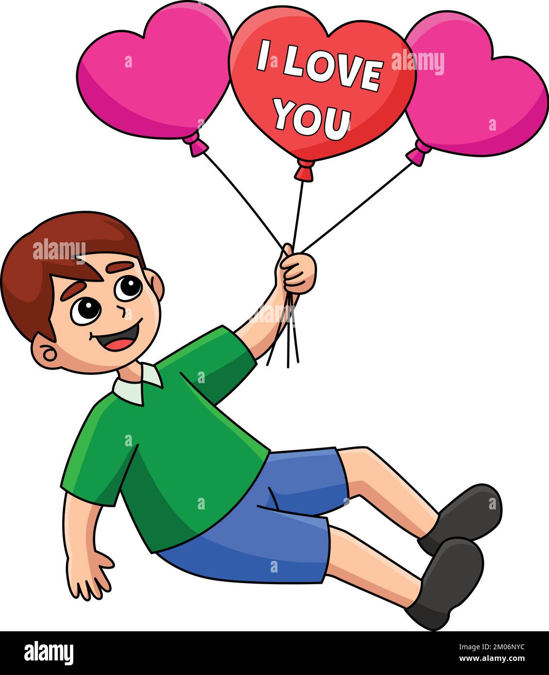Valentines Day Boy Holding Balloons Clipart Stock Vector Image & Art ...