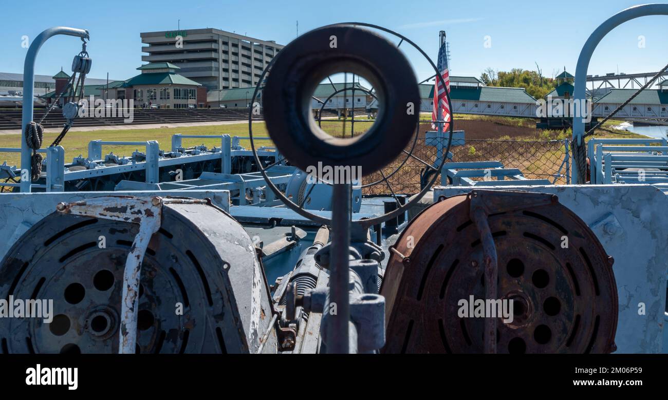 Baton Rouge, Louisiana, USA 11.2022 Front machine gun target sights