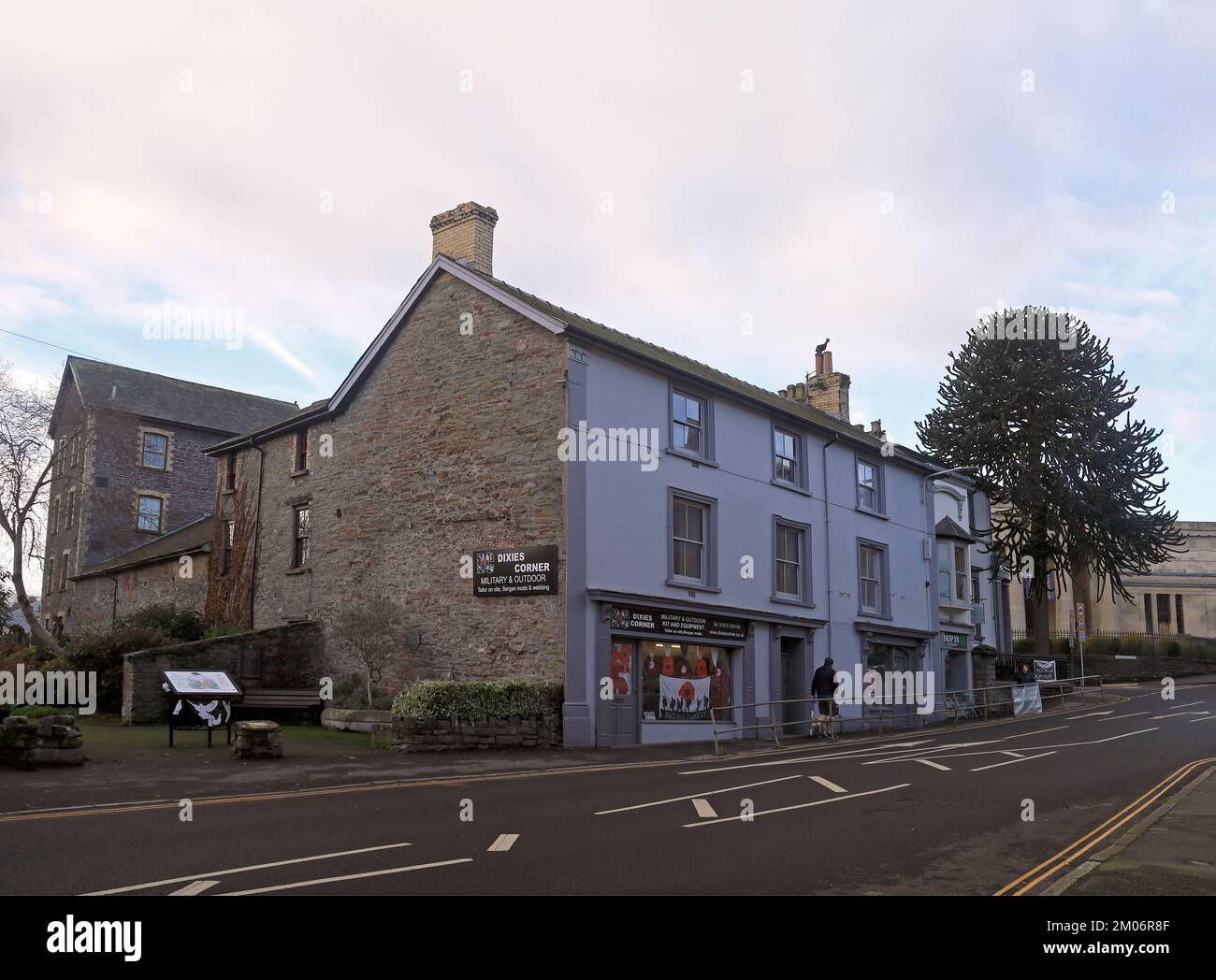 Military shop, Brecon town centre. Brecon scenes. Autumn / winter 2022