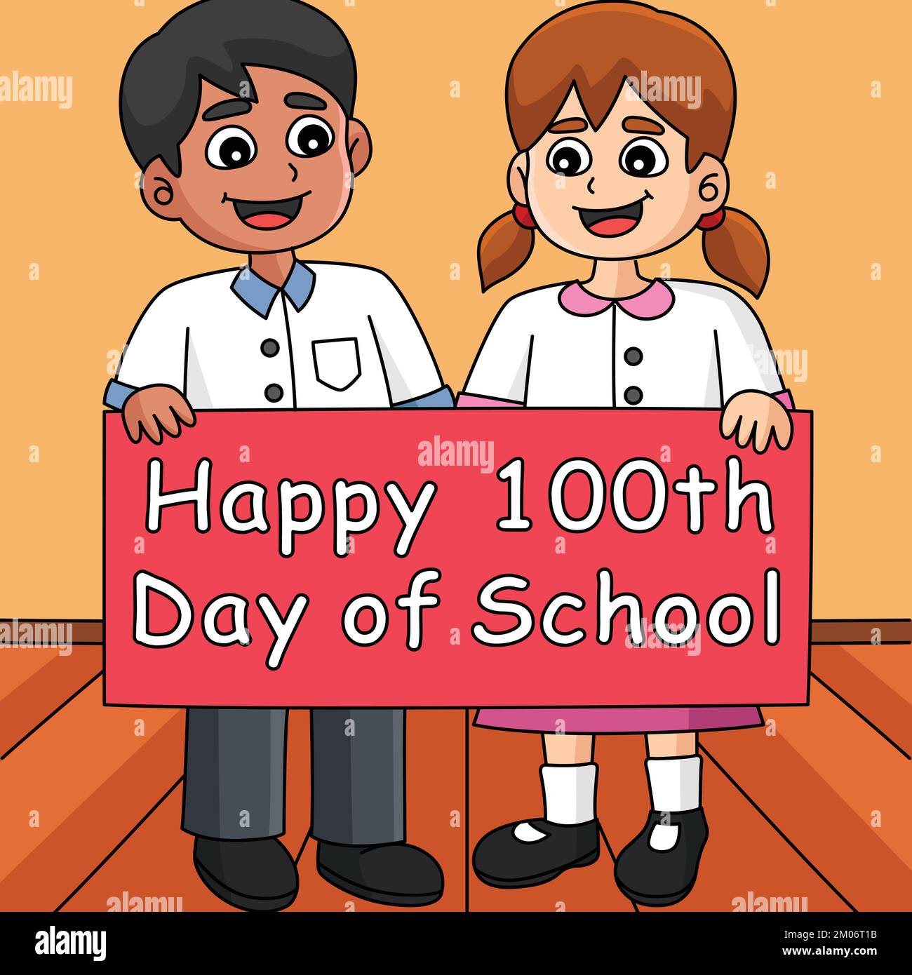 Happy 100th Day Of School Student Colored Cartoon Stock Vector Image