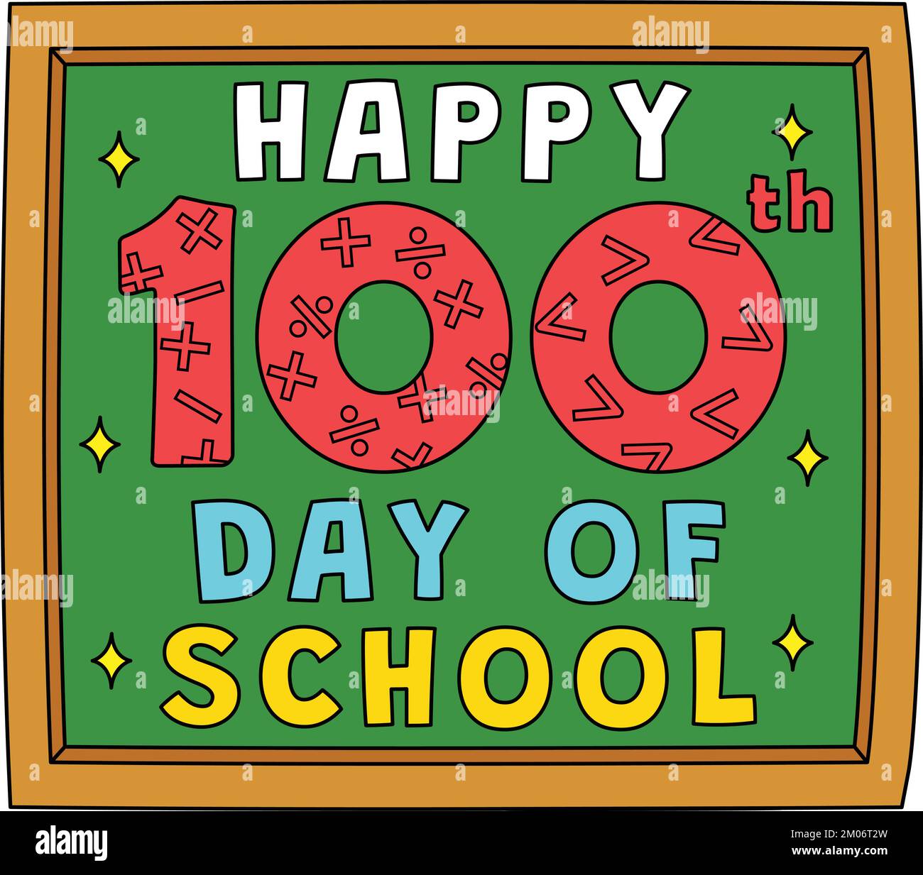 Happy 100th Day Of School Cartoon Colored Clipart Stock Vector Image