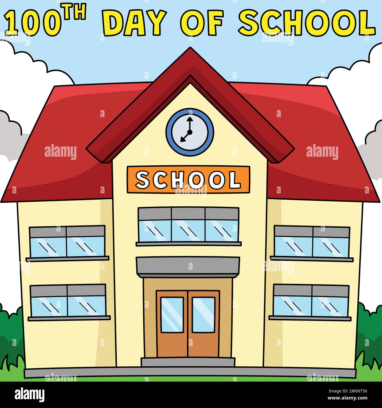 100th Day Of School Colored Cartoon Illustration Stock Vector Image