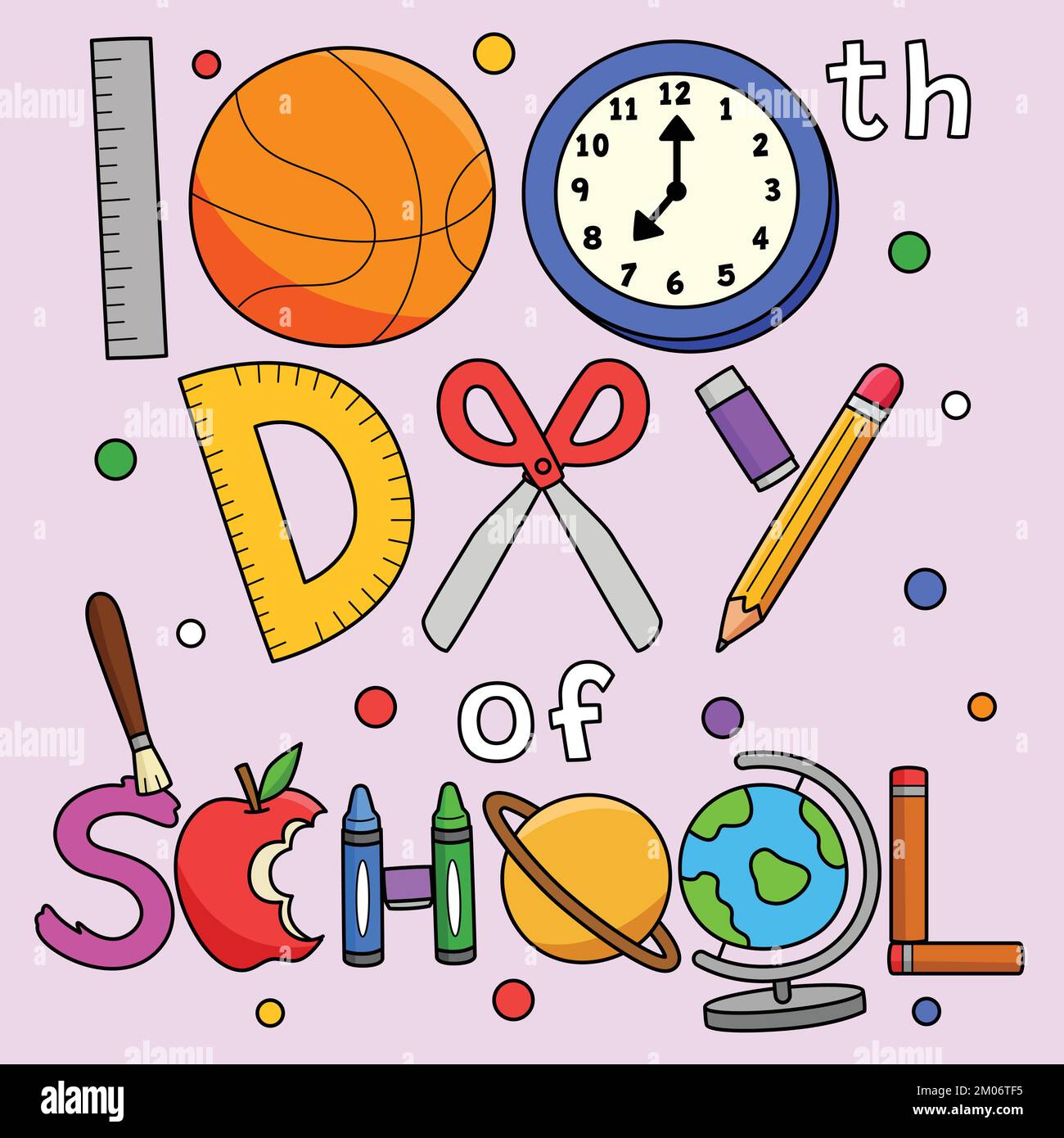 100th Day Of School Art Colored Cartoon Stock Vector Image & Art Alamy