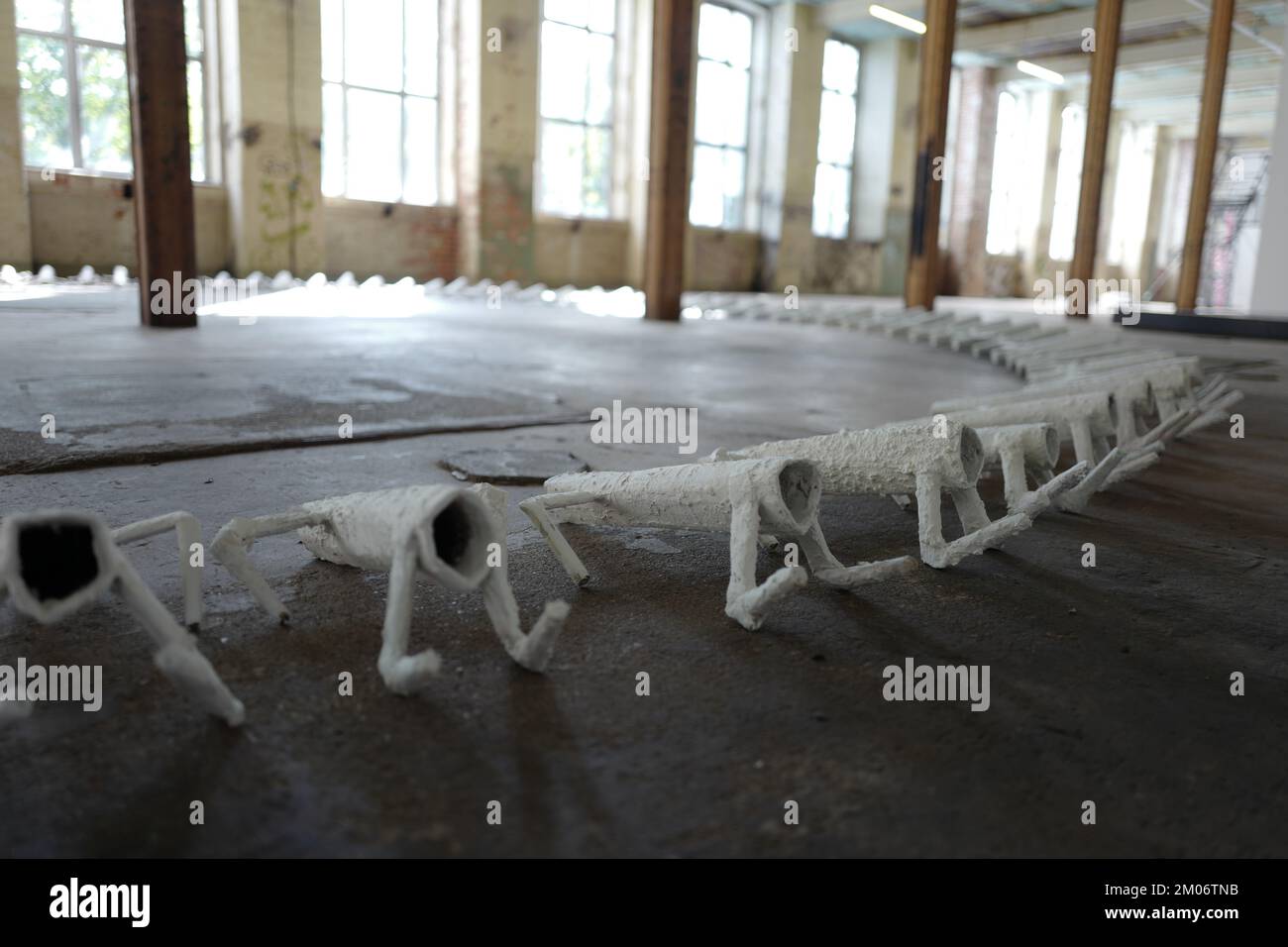 Art installation in sn abandoned factory in Leipzig Stock Photo