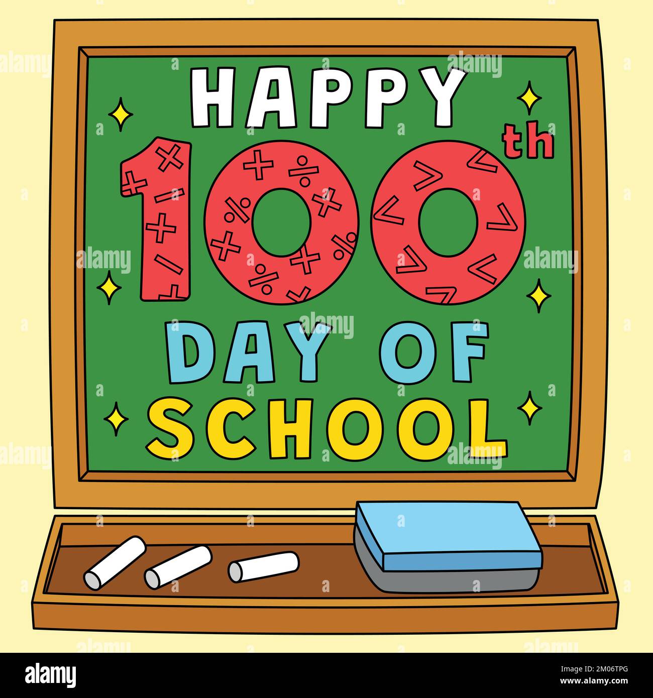Happy 100th Day Of School Colored Cartoon Stock Vector Image & Art Alamy