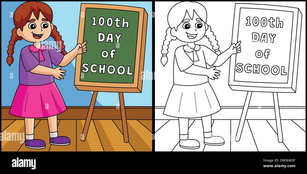 100th Day Of School Student Girl Illustration Stock Vector Image & Art ...