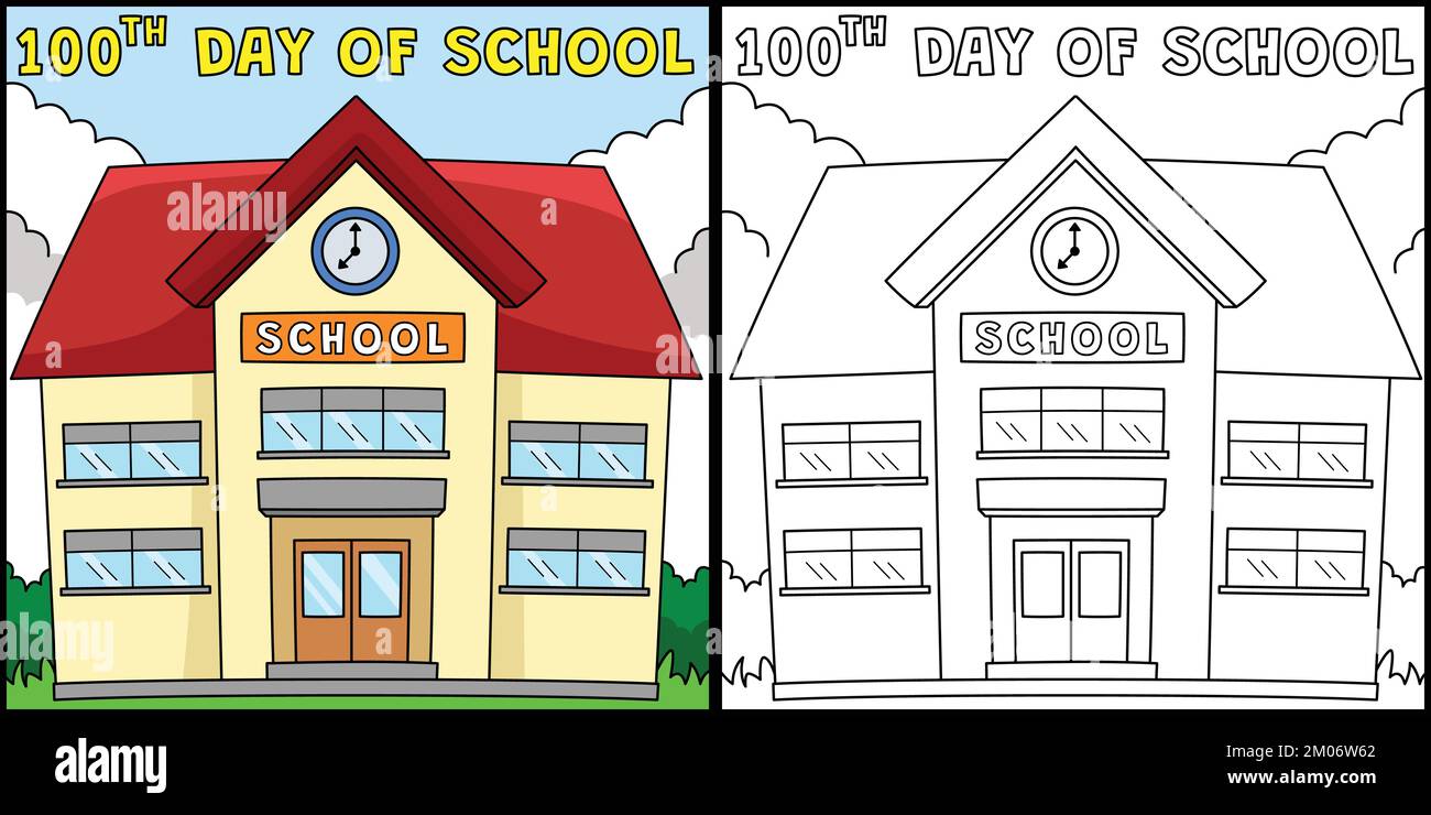100th Day Of School Coloring Page Illustration Stock Vector Image & Art ...