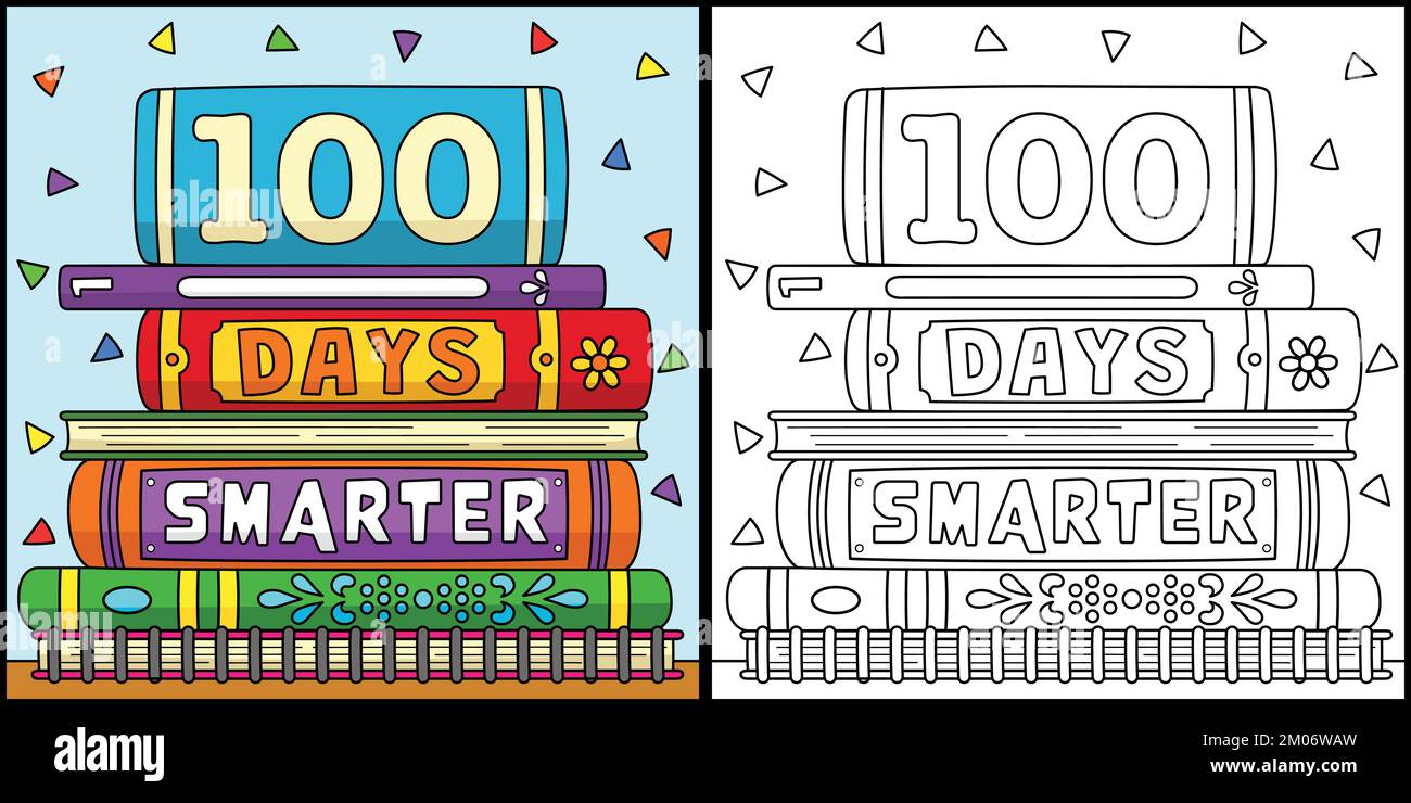 100th Day Of School Smarter Coloring Illustration Stock Vector Image ...