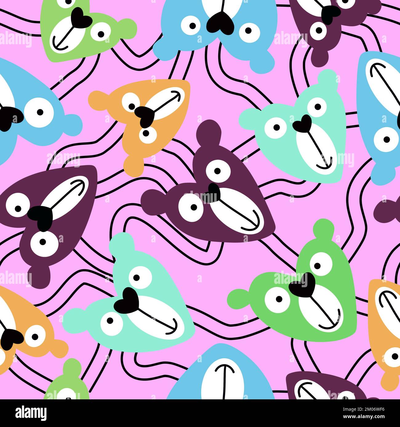 Cartoon toys animals seamless fluffy bears pattern for wrapping paper ...