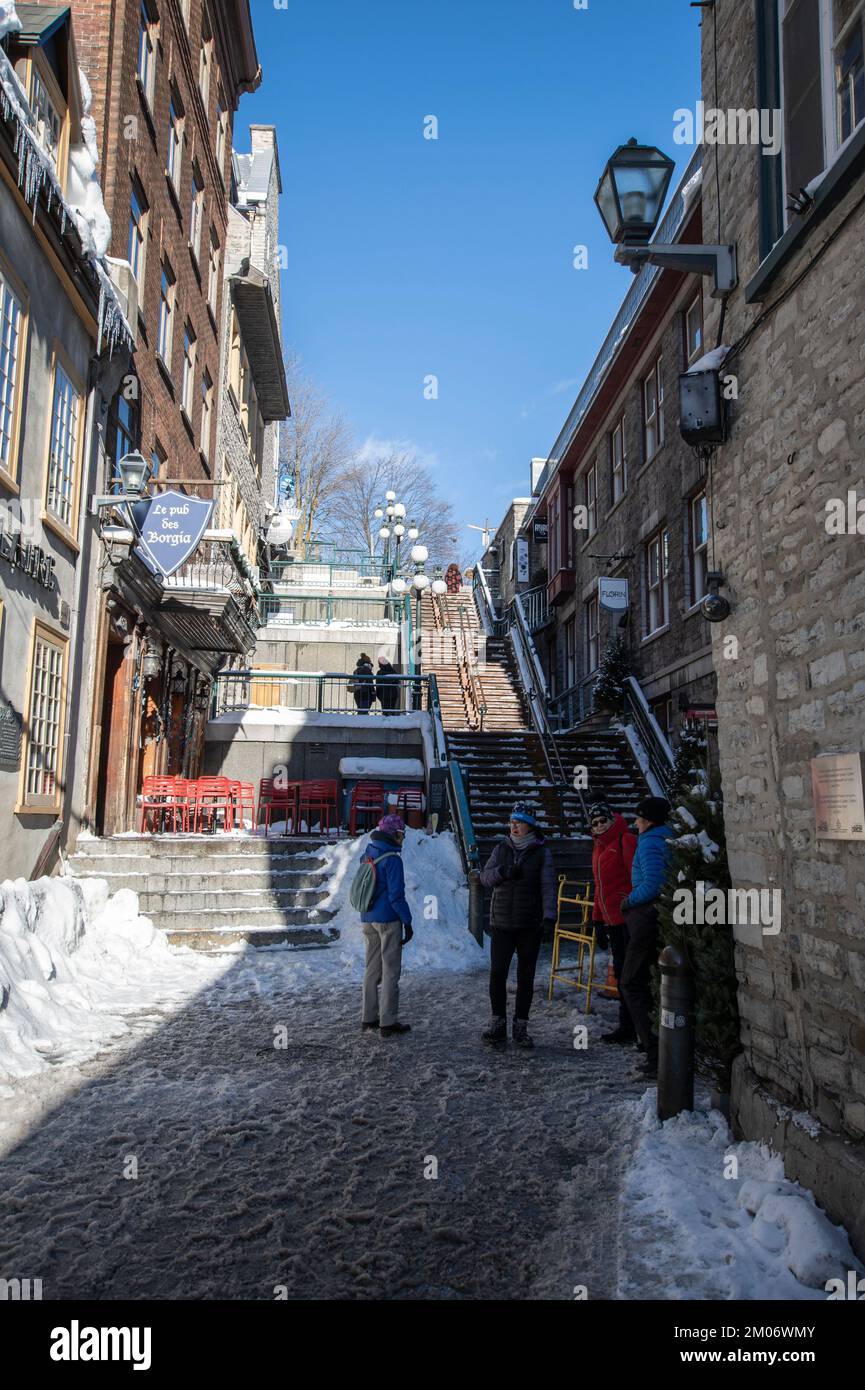 Breakneck Stairs in Le Petit Champlain in Quebec City Stock Photo