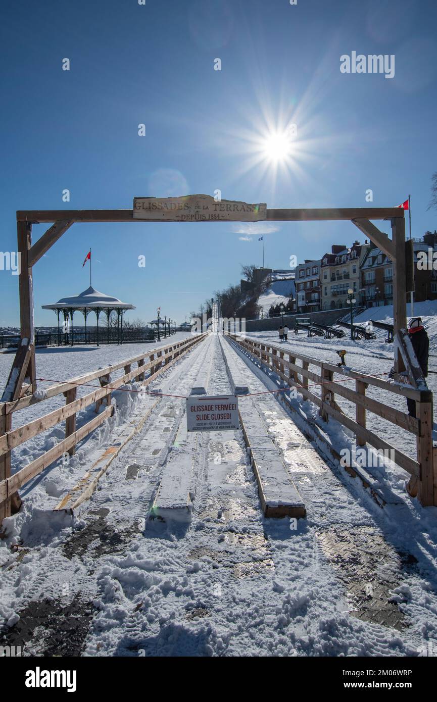 Toboggan slide on Dufferin Terrace in Quebec City Stock Photo Alamy