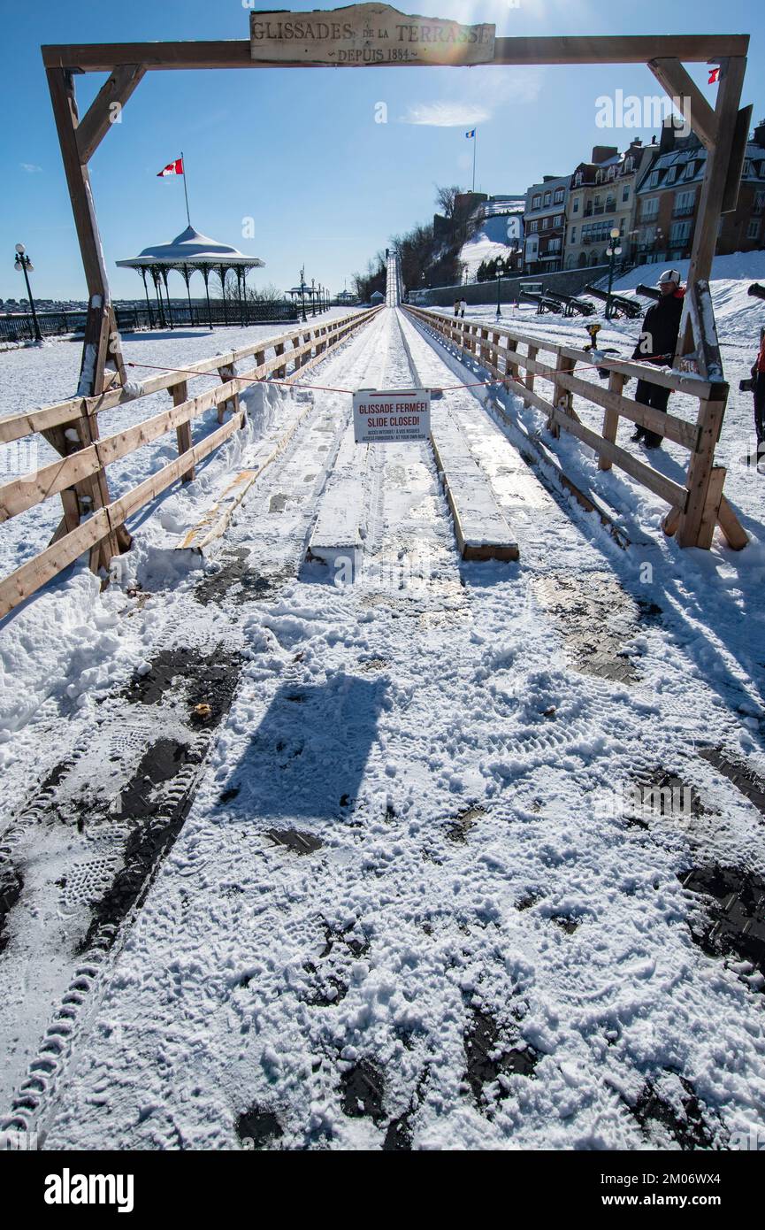 Toboggan slide on Dufferin Terrace in Quebec City Stock Photo Alamy