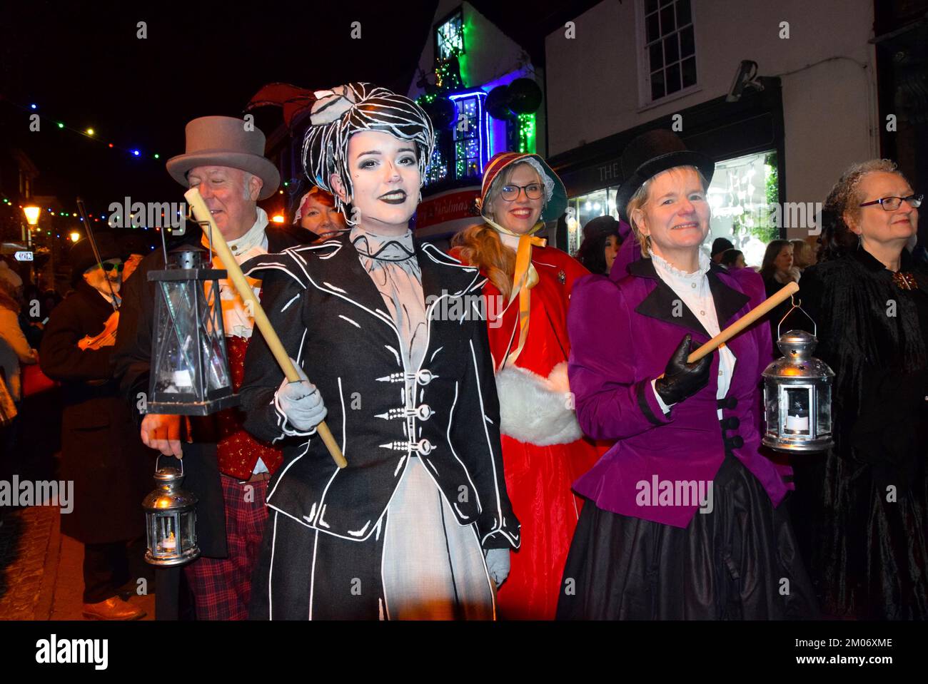 Rochester stepped back to Victorian era to celebrate the author Charles Dickens with the city’s Dickensian Christmas Festival. Many famous characters Stock Photo