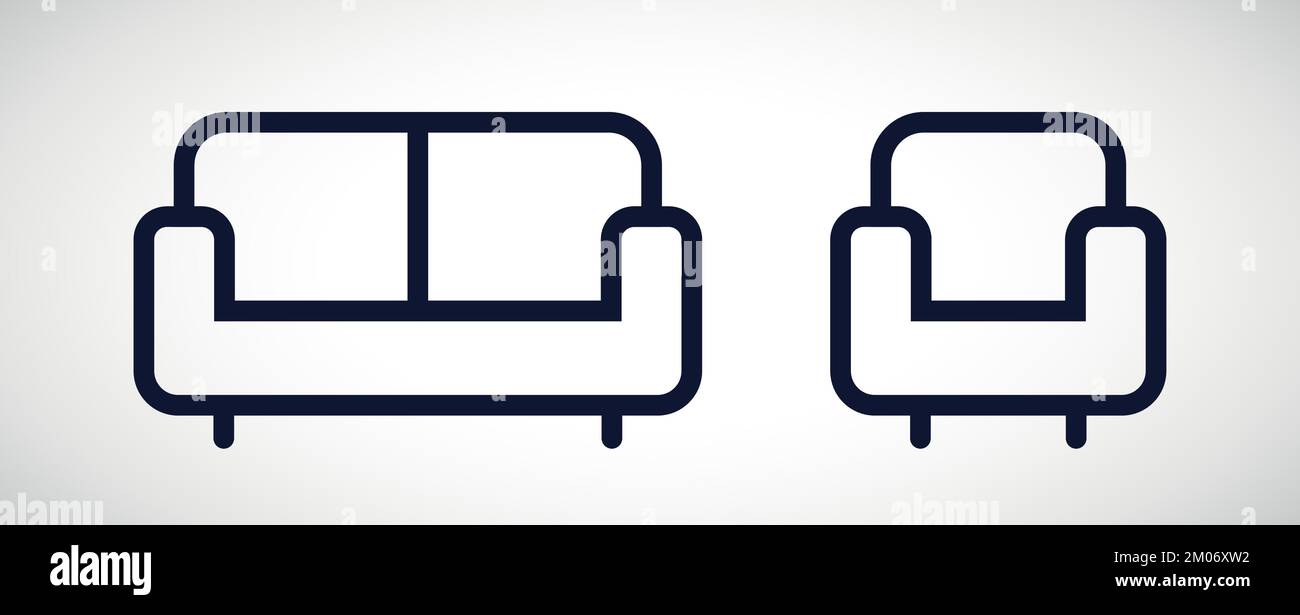 Sofa or couch and armchair symbol living room furniture vector