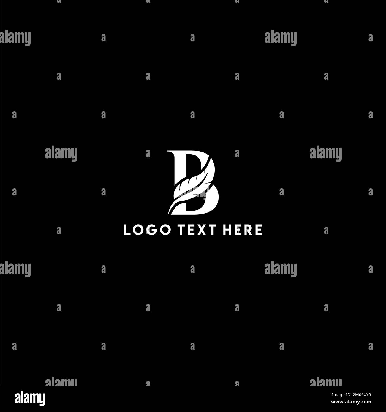 Letter B feather logo, Feather logo, Letter B logo, Letter B monogram logo, B logo Stock Vector