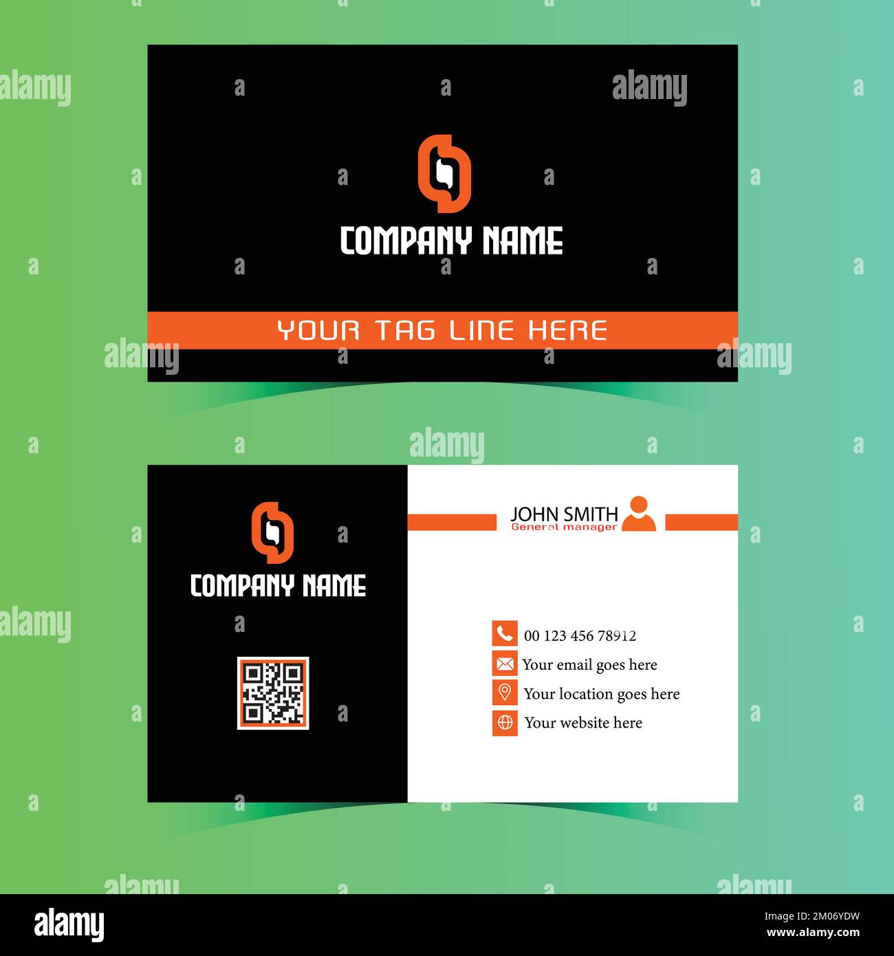 Business Card Design Vector Template. Orange and Black Business Card Design. Stock Vector