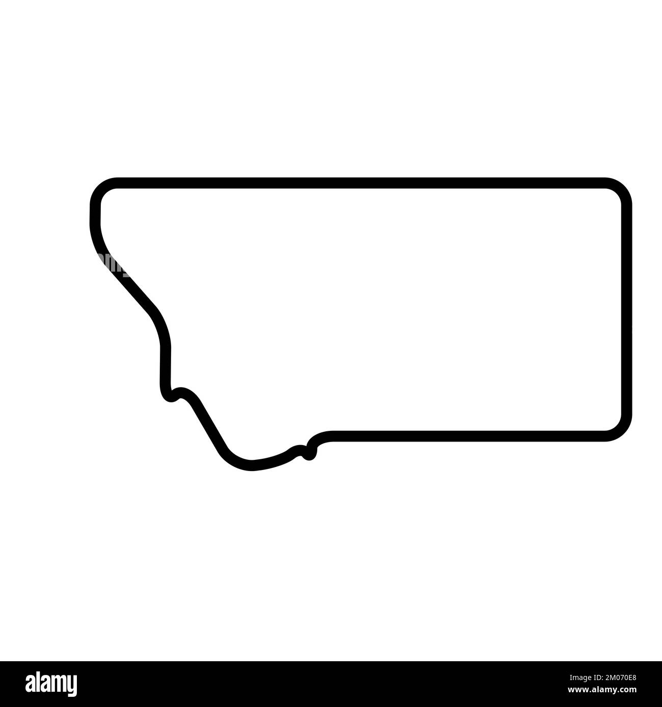 Montana state of United States of America, USA. Simplified thick black