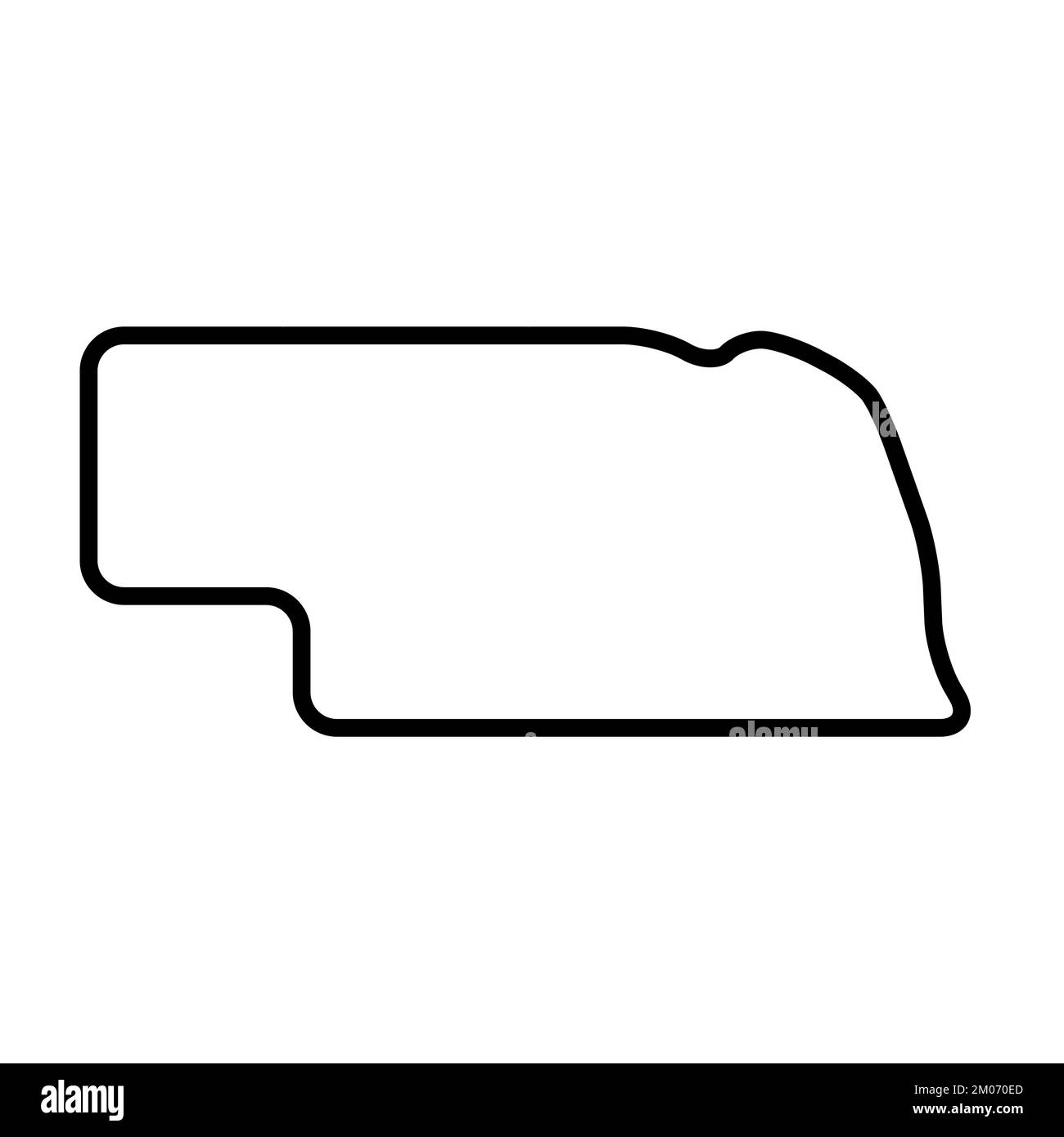 Nebraska state of United States of America, USA. Simplified thick black