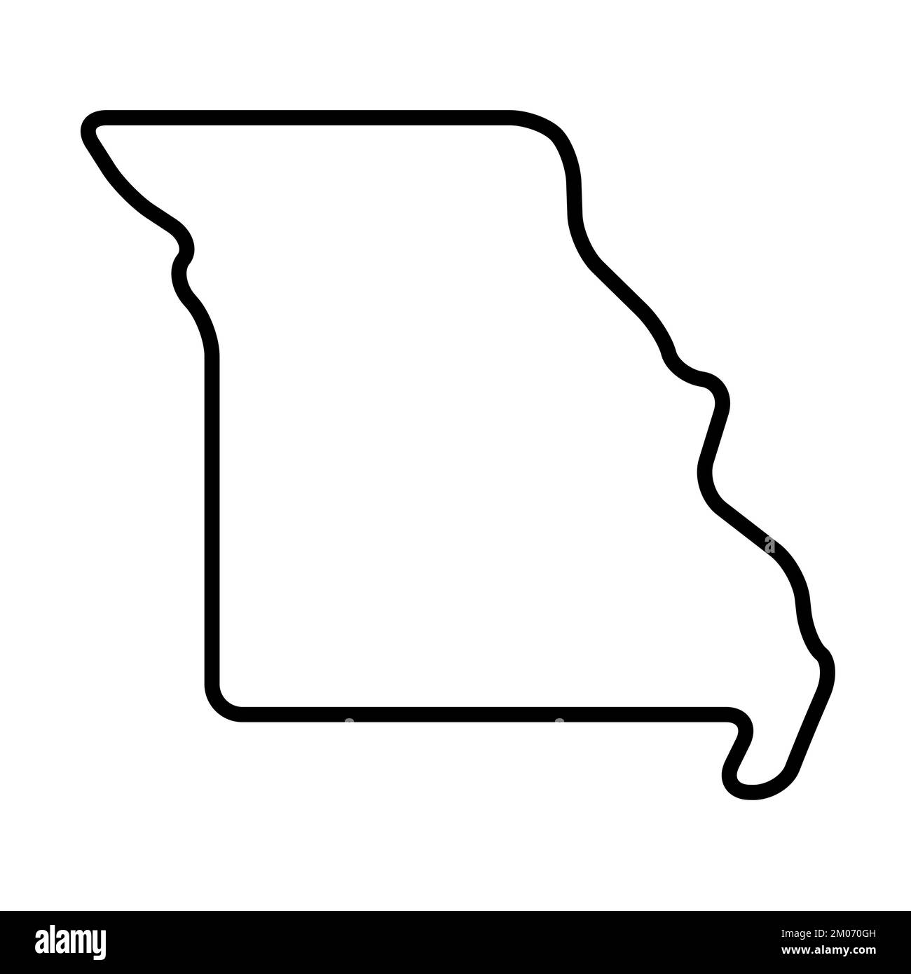 Missouri state of United States of America, USA. Simplified thick black