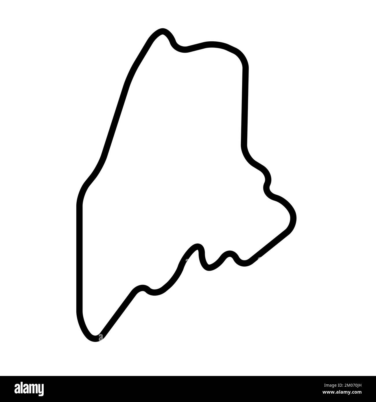 Maine Outline Map - Maine State Of United States Of America Usa Simplified Thick Black Outline Map With Rounded Corners Simple Flat Vector Illustration 2M070JH