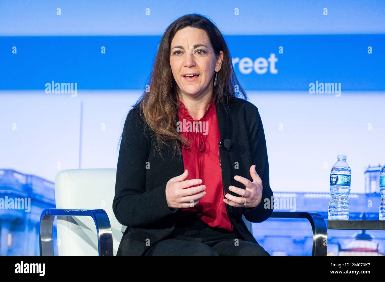 December 4, 2022, Washington, District of Columbia, United States: TIFFANY MULLER, President, End Citizens United, speaking at the 2022 J Street National Conference held at the Omni Shoreham Hotel in Washington, DC. (Credit Image: © Michael Brochstein/ZUMA Press Wire) Stock Photo