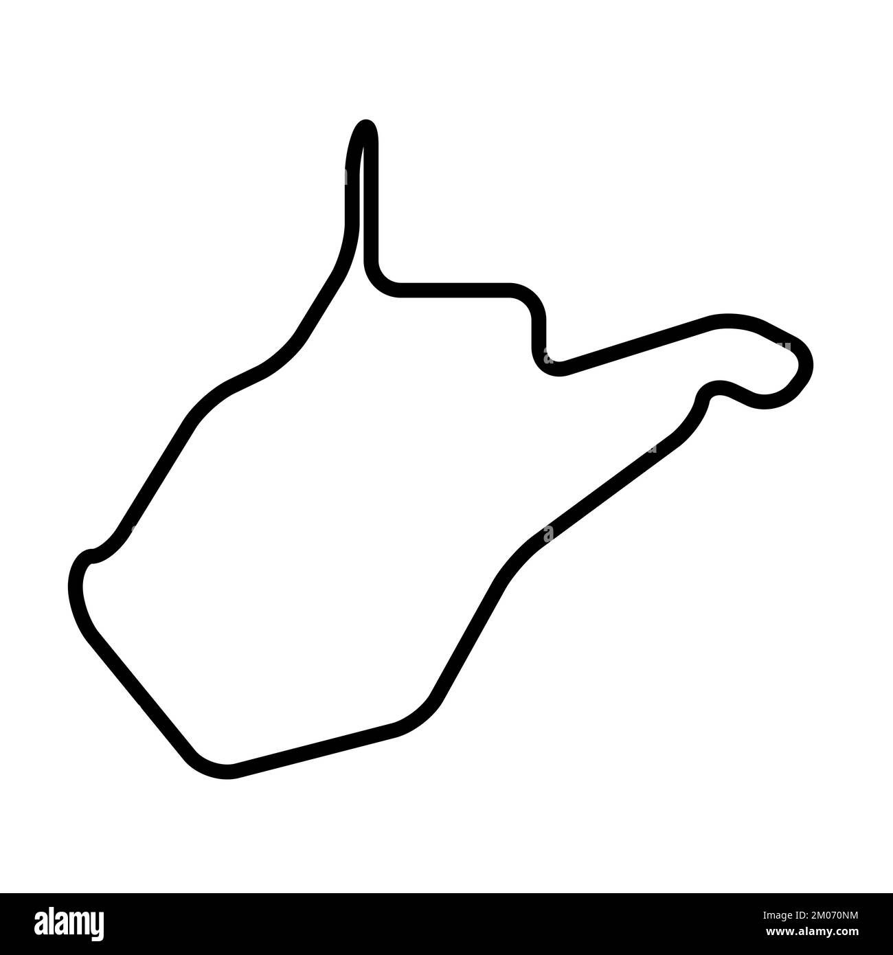 West Virginia state of United States of America, USA. Simplified thick ...