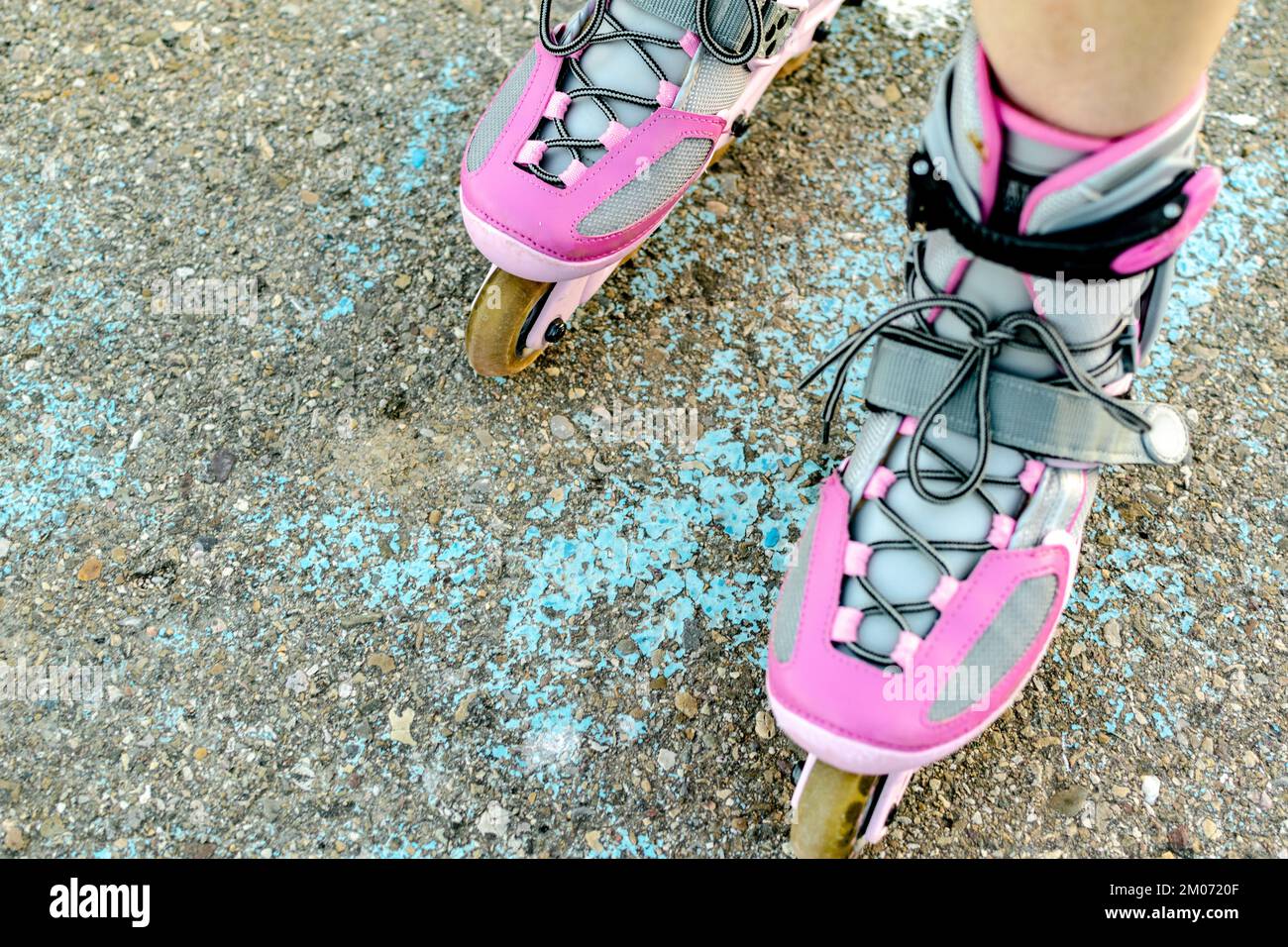 close up view inline skates Stock Photo