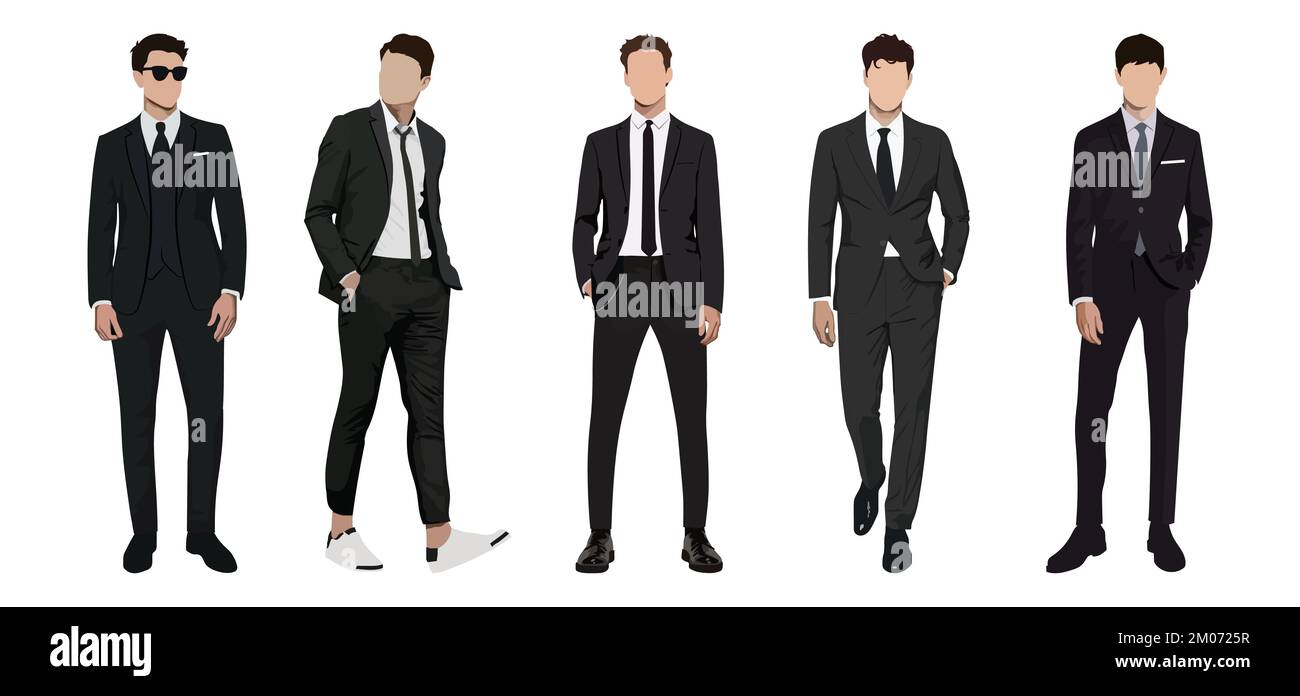 Set of businessmen on a white background in business suits in a flat ...