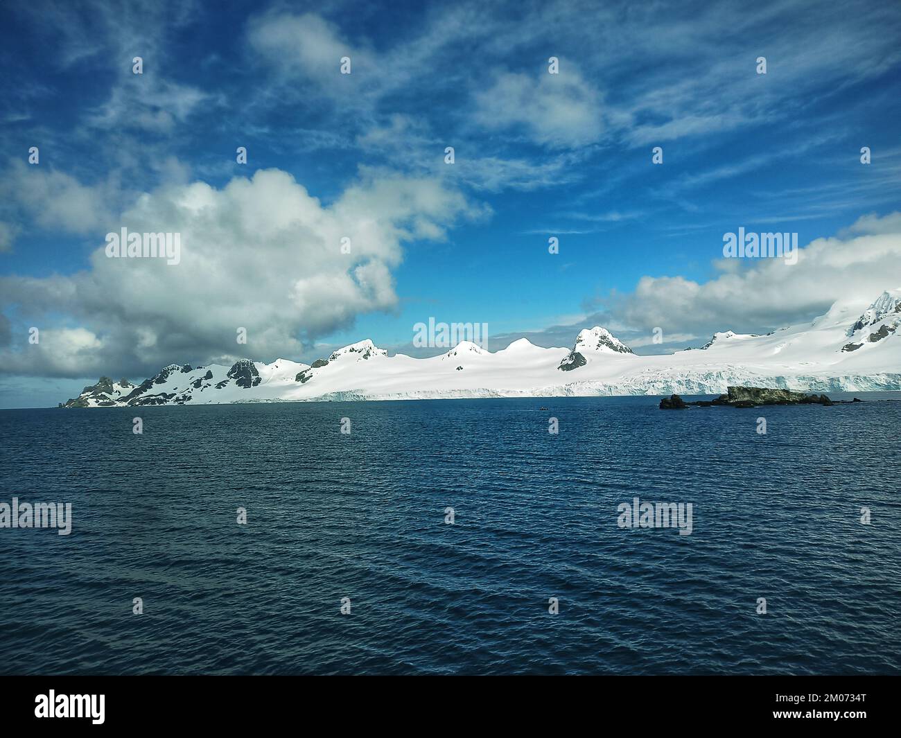 Half moon island,antarctica,antartica,antarctic peninsula,ice filled mountains in antarctica,antarctica landscape,climate change in antarctica,ice Stock Photo