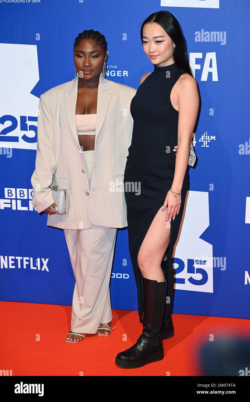 Old Billingsgate, London, UK. 4th December 2022: Lauryn Ajufo and  actress Callina Liang attends the 25th British Independent Film Awards. Credit: See Li/Picture Capital/Alamy Live News Stock Photo