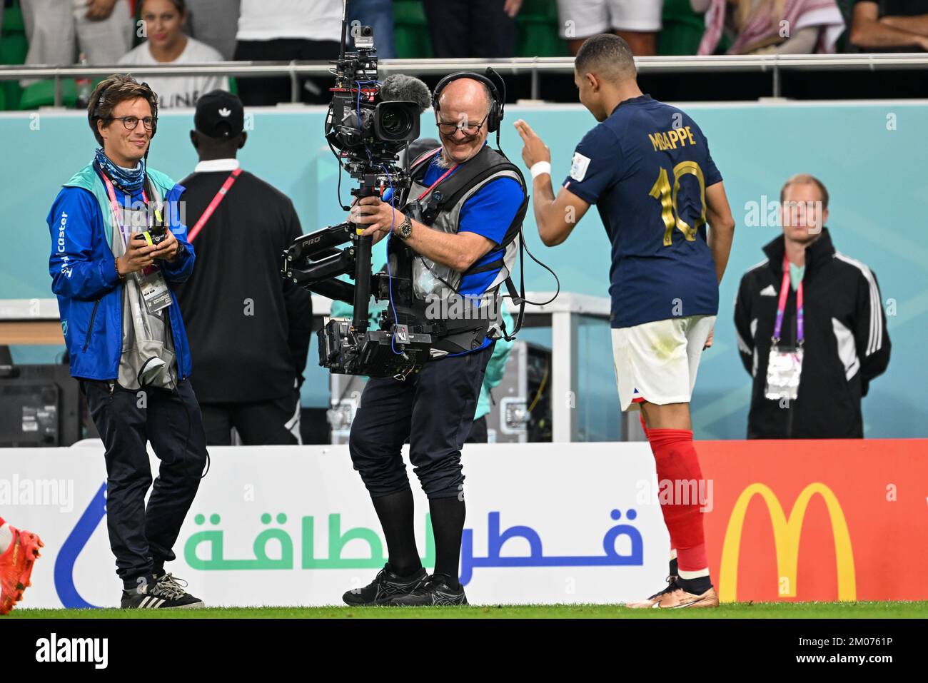 Doha, Qatar. 04th Dec, 2022. Kylian MBAPPE of France clebrates his second goa during the FIFA World Cup Qatar 2022 Round 16 match between France and Poland at Al Thumama Stadium in Doha (Ad-Dawhah), Qatar on December 4, 2022 (Photo by Andrew Surma/ Credit: Sipa USA/Alamy Live News Stock Photo