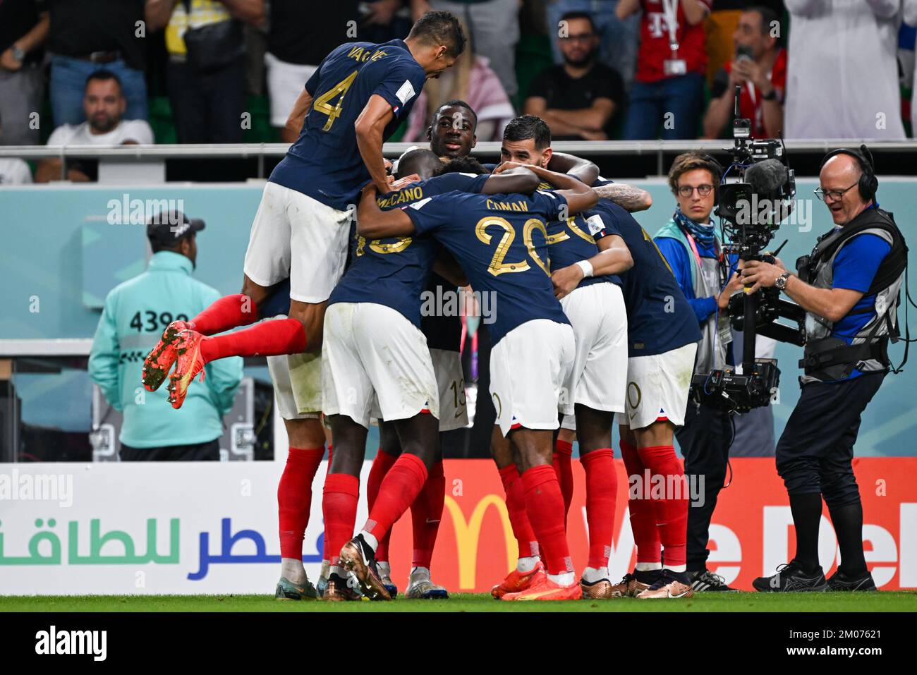 Doha, Qatar. 04th Dec, 2022. Kylian MBAPPE of France clebrates his second goa during the FIFA World Cup Qatar 2022 Round 16 match between France and Poland at Al Thumama Stadium in Doha (Ad-Dawhah), Qatar on December 4, 2022 (Photo by Andrew Surma/ Credit: Sipa USA/Alamy Live News Stock Photo