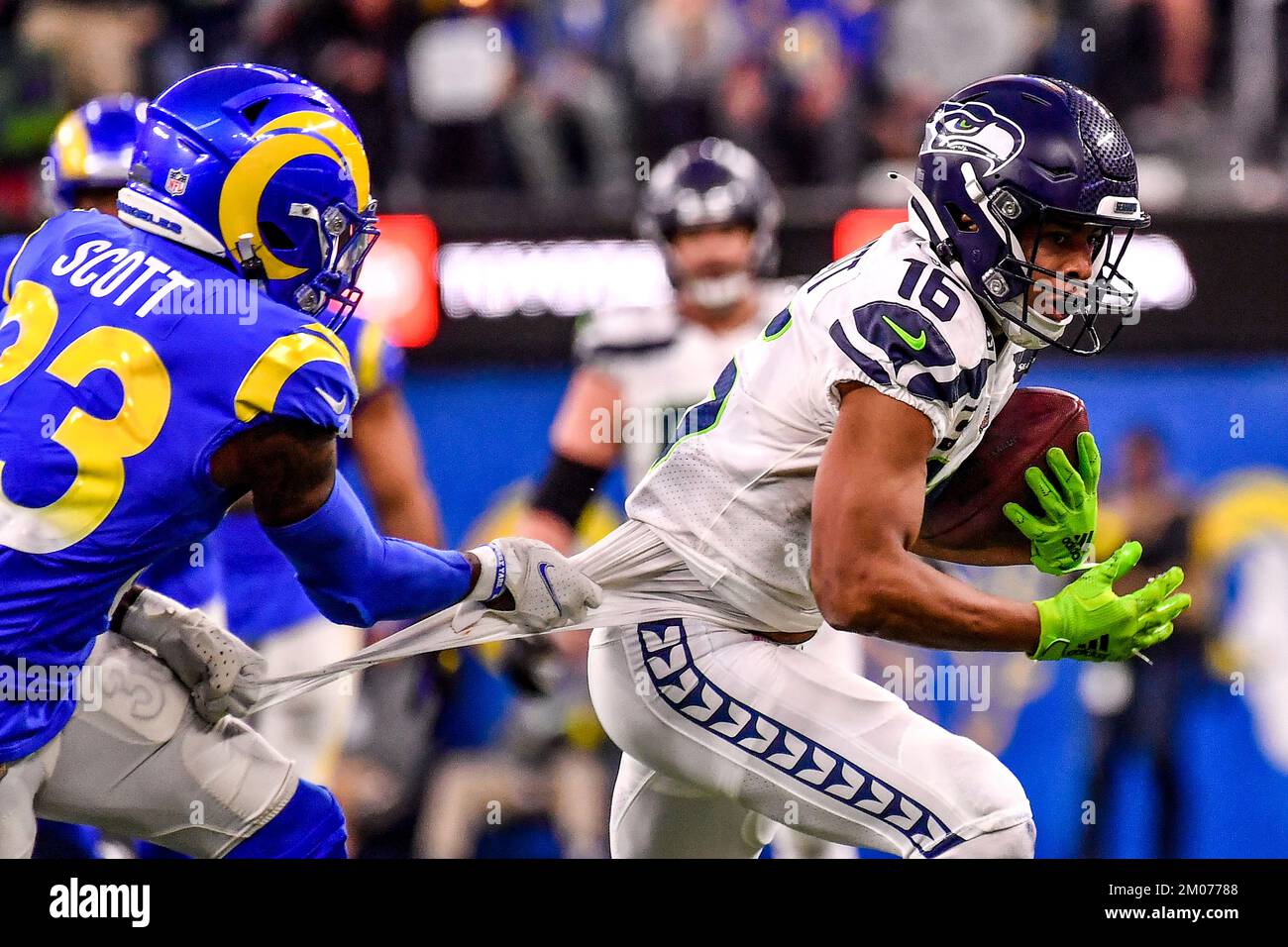 December 4, 2022 Inglewood, CA.Seattle Seahawks wide receiver Tyler Lockett  #16 in action in the fourth quarter during the NFL football game against  the Seattle Seahawks..Mandatory Photo Credit: Louis Lopez/Cal Sport  Media/Sipa