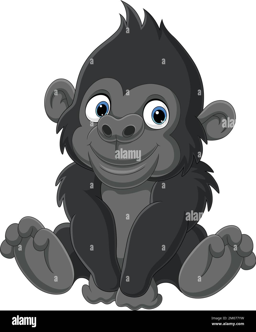 Cartoon cute baby gorilla sitting Stock Vector Image & Art Alamy