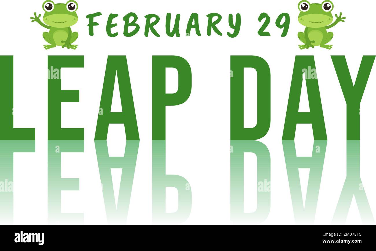 Happy Leap Day on 29 February with Cute Frog in Flat Style Cartoon Hand