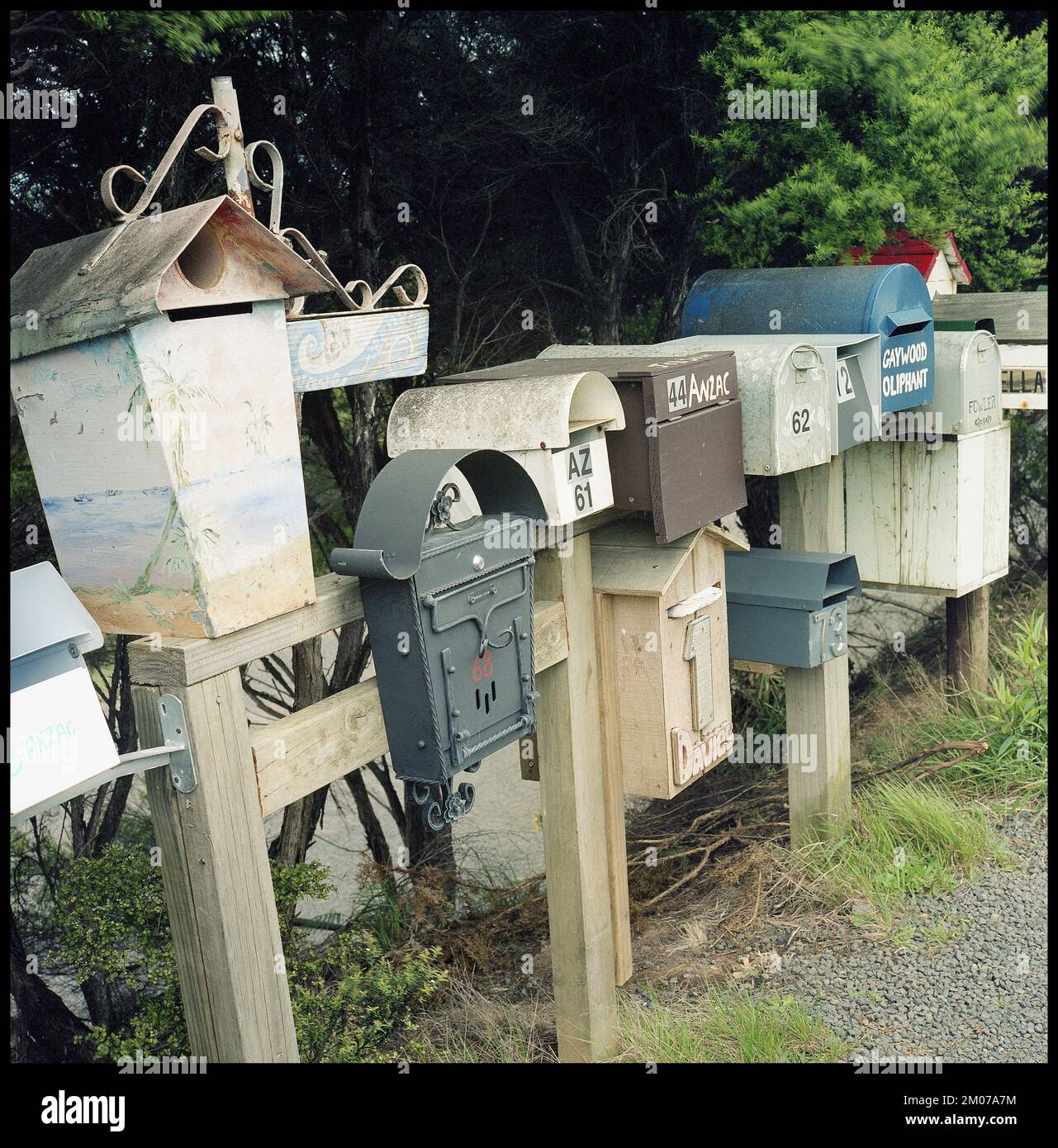 Waiheke Island New Zealand mail boxes in the rural area of the island