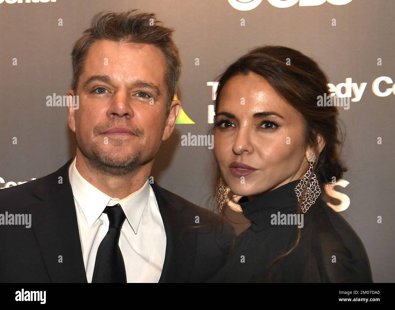 Washington, United States. 04th Dec, 2022. Actor Matt Damon (L) and wife Luciana Barroso pose for photographers as they arrive for the 2022 Kennedy Center Honors gala evening in Washington, DC on Sunday, December 4, 2022. The Honors are awarded for a lifetime achievement in the arts and culture. Photo by Mike Theiler/UPI Credit: UPI/Alamy Live News Stock Photo