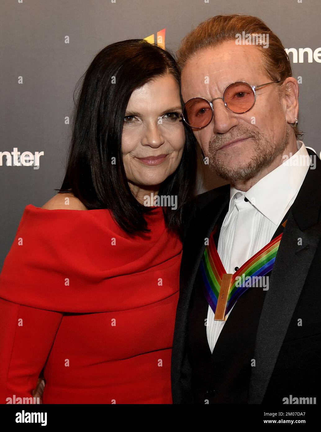 Washington, United States. 04th Dec, 2022. 2022 Kennedy Center Honoree Bono of the Irish rock band U2 (R) and wife Ali Hewson arrive for a gala evening in Washington, DC on Sunday, December 4, 2022. The Honors are awarded for a lifetime achievement in the arts and culture. Photo by Mike Theiler/UPI Credit: UPI/Alamy Live News Stock Photo