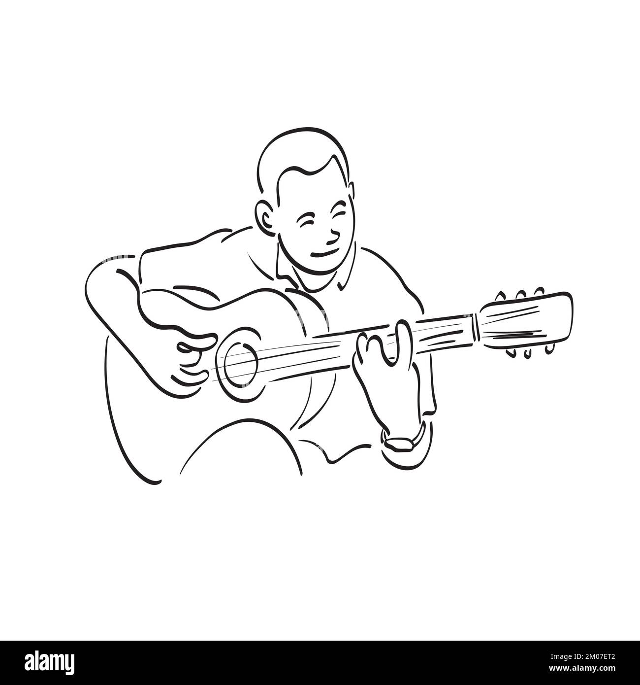 Line Art Drawing Of Classical Guitar Stock Illustration - Download Image  Now - Acoustic Guitar, Playing, Art - iStock